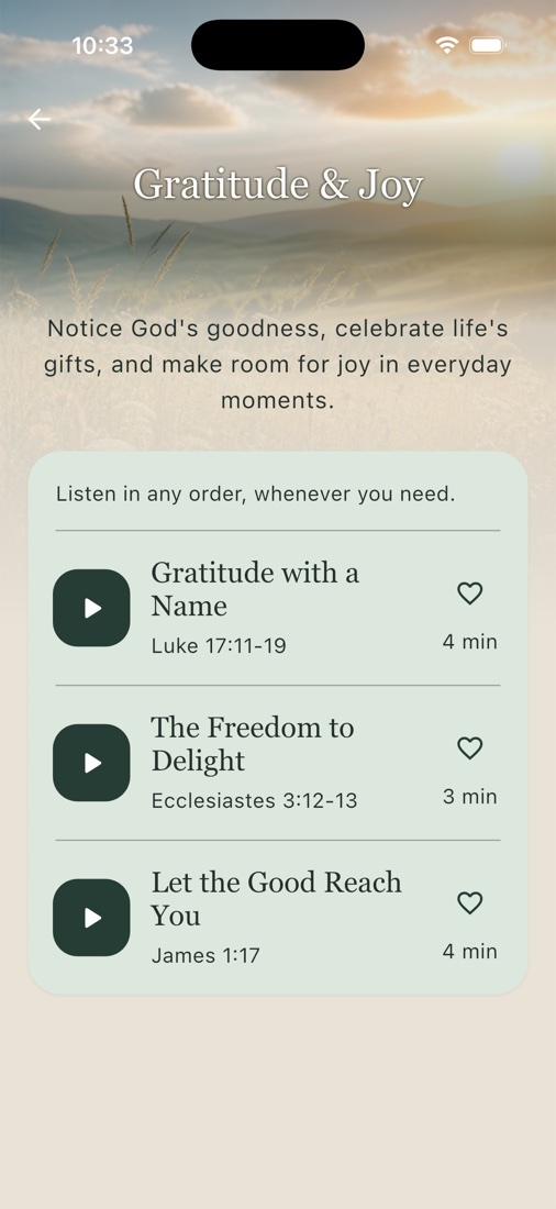 WWJS Gratitude and Joy Collection with three Scripture-led audio prayers